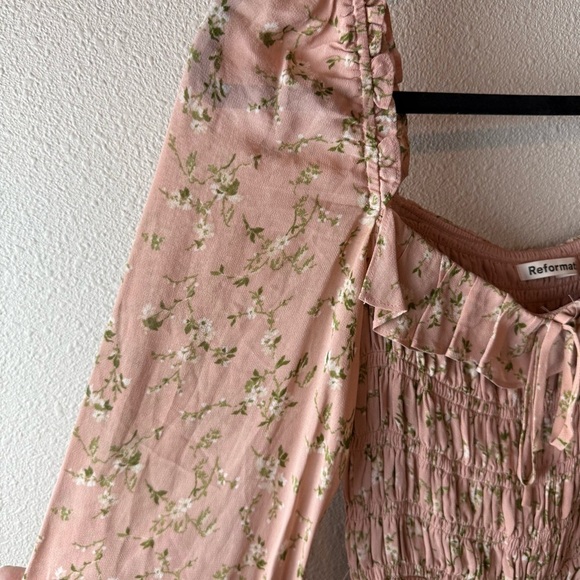 Reformation Morris Mini Dress Melody Blush Pink Long Sleeve Smock Floral Women 2 - Picture 8 of 16